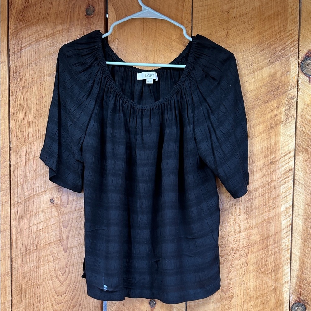 LOFT Black Blouse with Textured Design